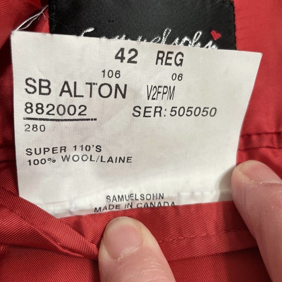 Samuelsohn Black Wool Sport Coat 42R Alton Super 110s Made in Canada Dry Cleaned - Picture 4 of 13